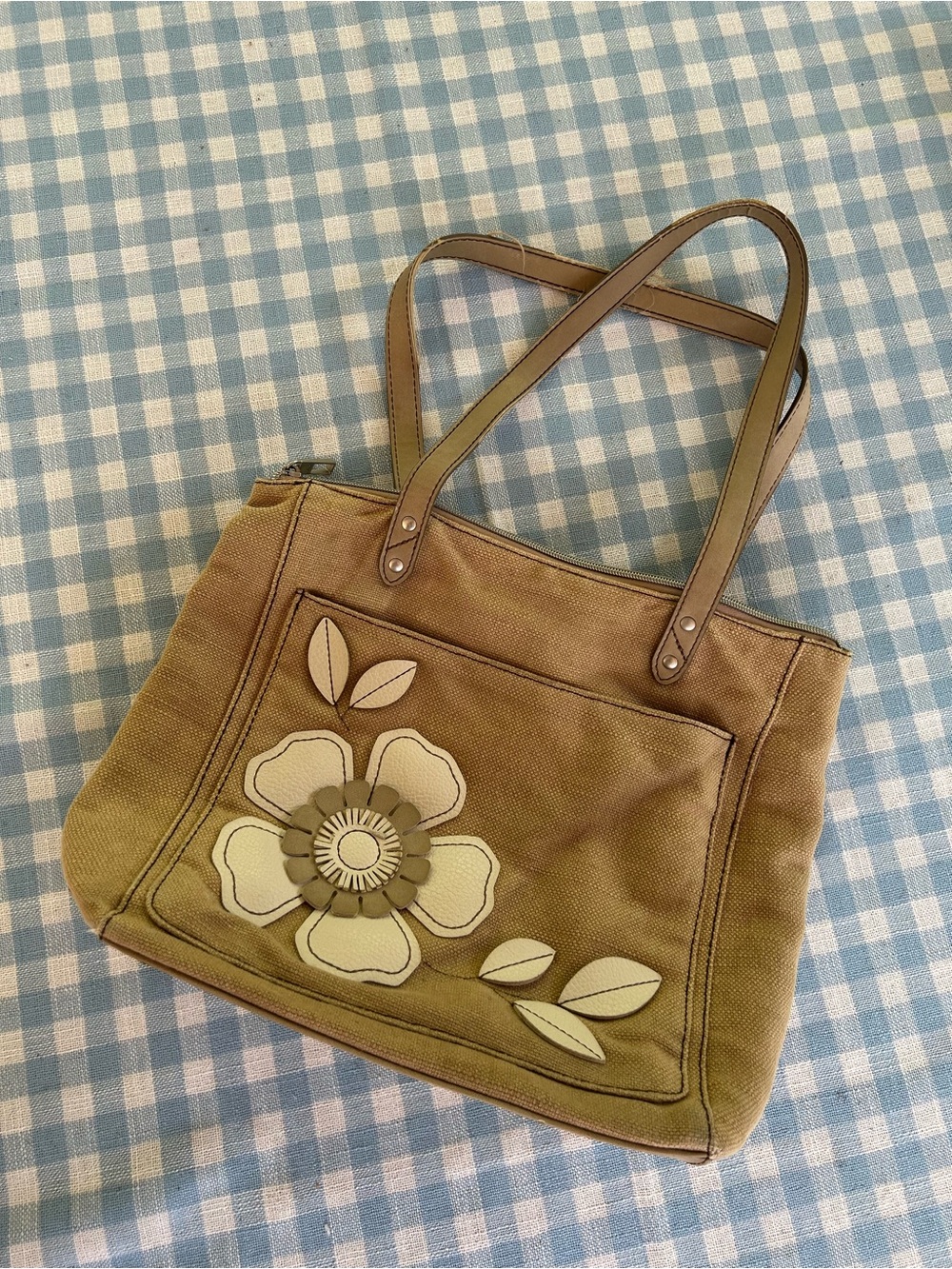 Vintage Relic Canvas Floral Tote Bag in Tan
